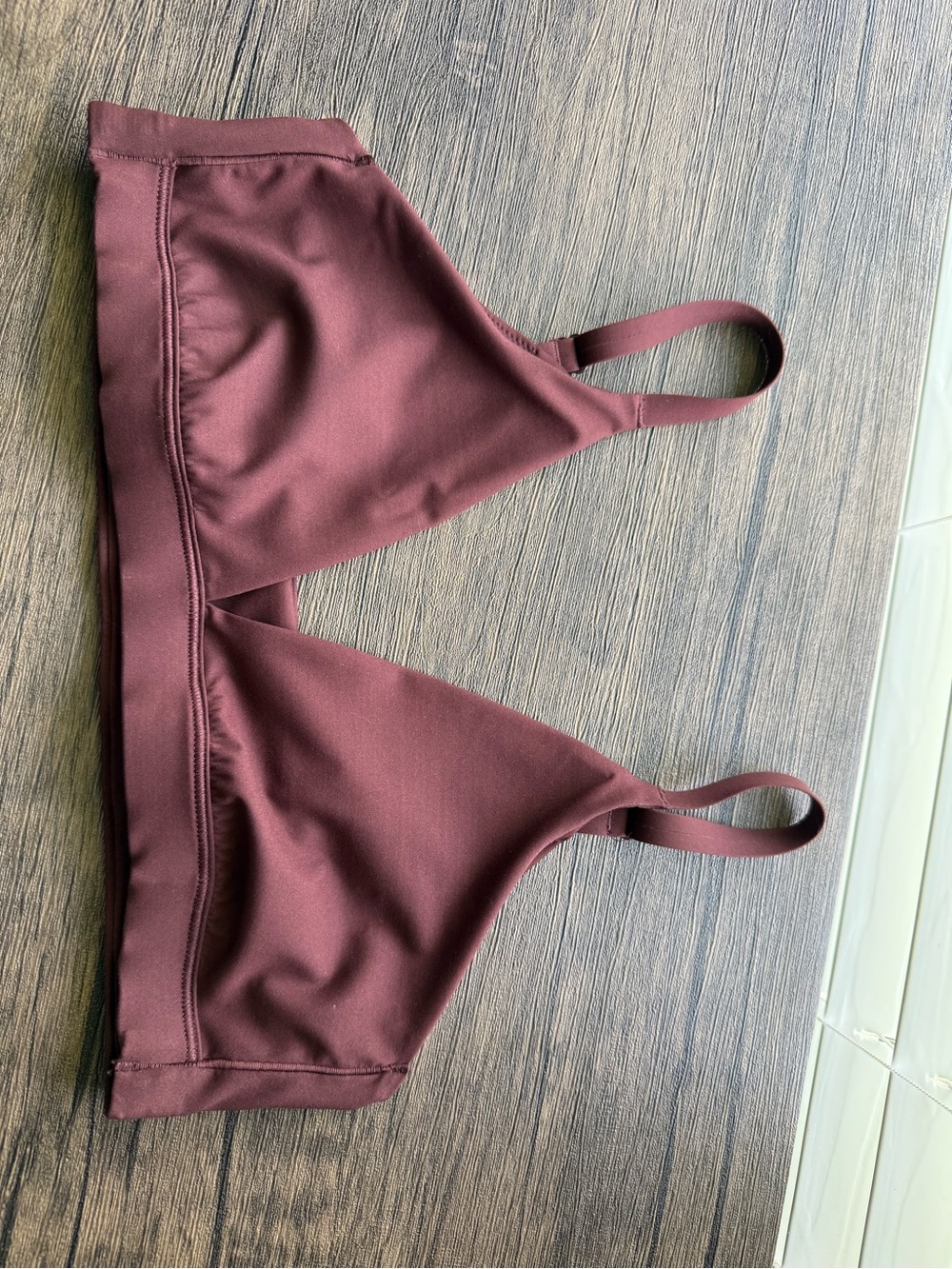 Athleta Wine-Colored V-Neck Bralette with Adjustable Straps